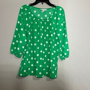 Charming Charlie Green Polka Dot Women's Top